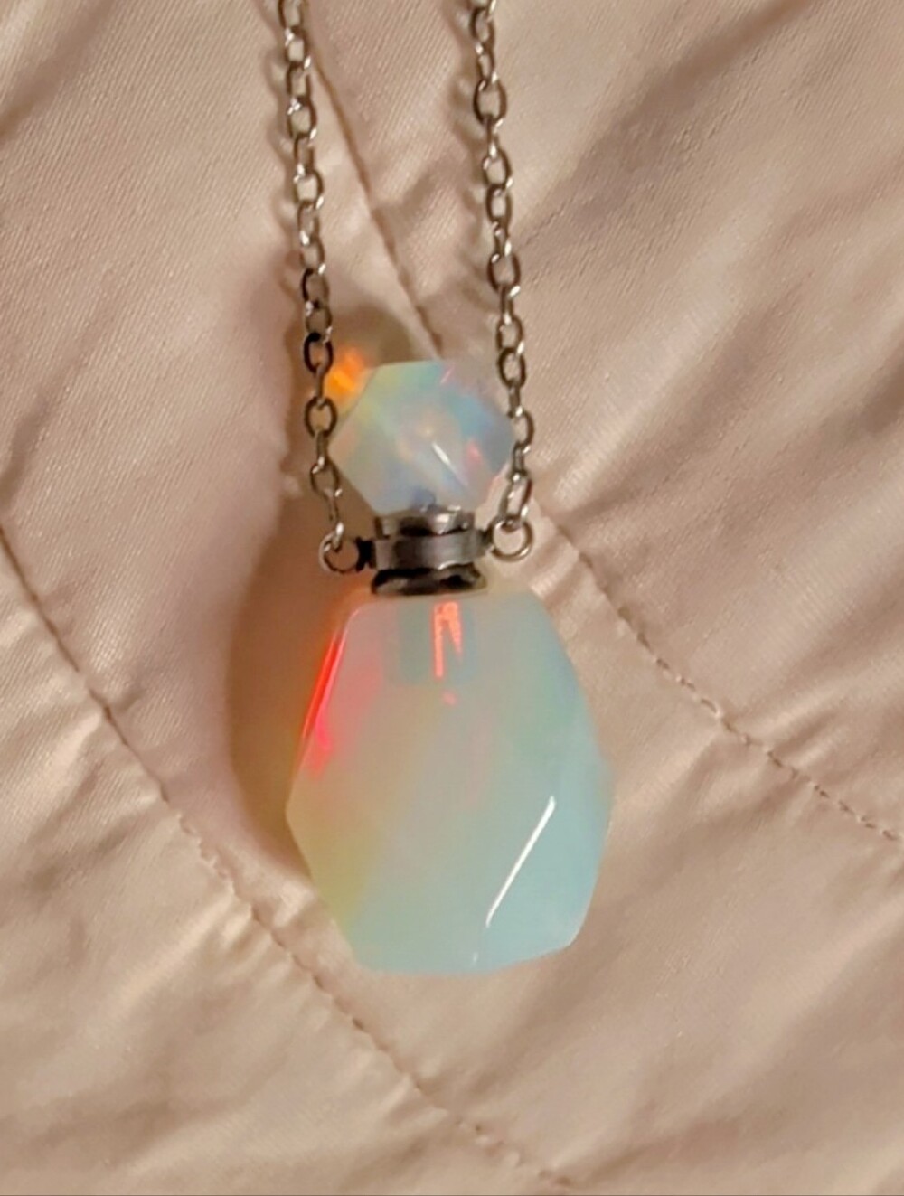 Opalite Faceted Gemstone Crystal Pendant Necklace - Aromatherapy, Perfume, EssO
